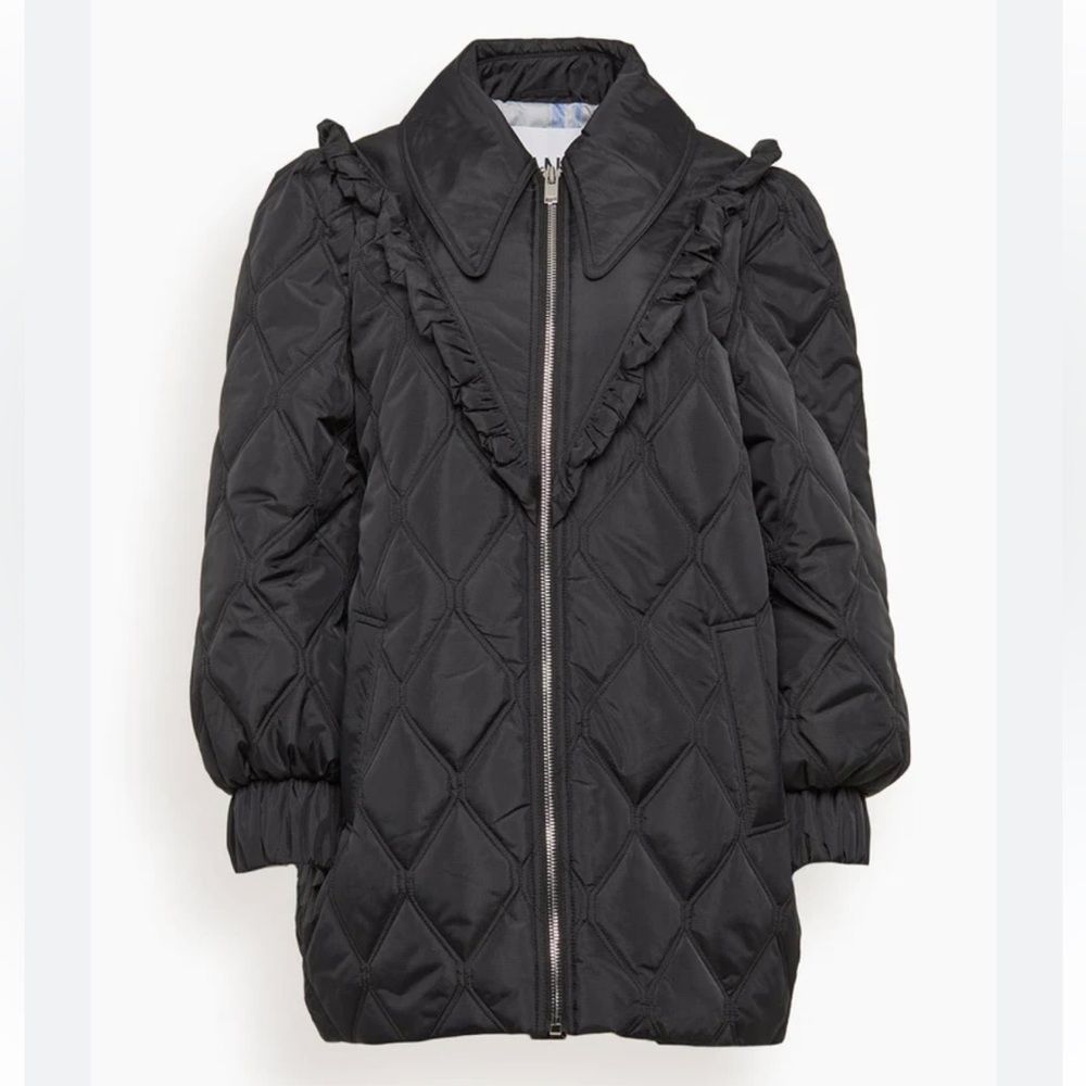 Ganni Ripstop Quilt Jacket in Black -36